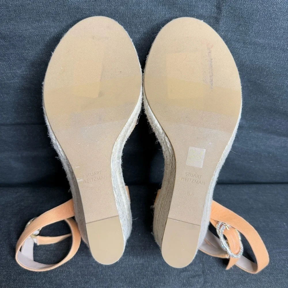 Stuart Weitzman - Orange Espadrille Crystal Strap Wedges - Size US 8.5